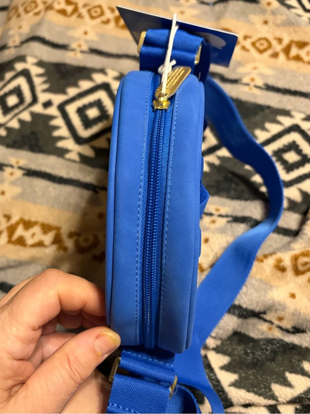 adidas NWT Royal Blue Round Crossbody Messenger Bag with Black Stripe